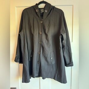Christian Siriano Black Button-Front Trench Coat